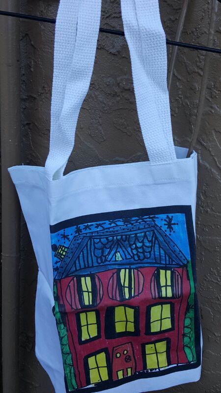 White with picture tote bag