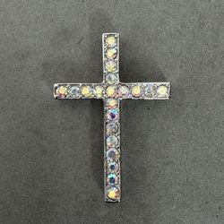 Beautiful Silver Tone Shinny And Shimmering Cross Design Curves At Bottom 