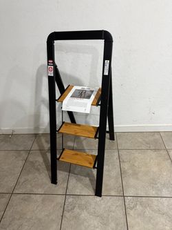 3-step ladder with supporting hand rail