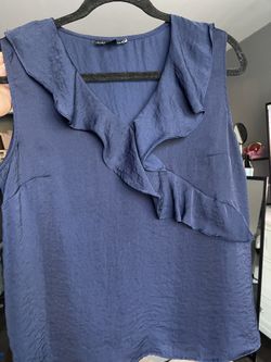 Navy Blue Silk Blouse