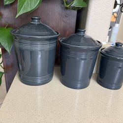 Three Fiesta Made In The Usa Canisters Charcoal Gray