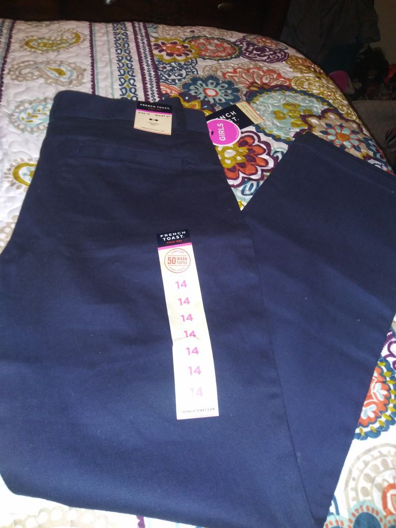 French Toast Dark Blue School Uniform Pants for girls. Size 14. NEW with tags.