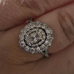 Diamond Engagement Ring 1-3/8 ct tw Round/Oval 14K White Gold