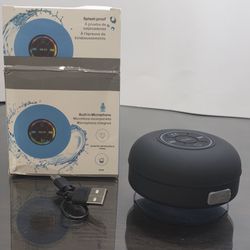 Portable Waterproof Bluetooth Shower Speaker Wireless Mic LED Light Black