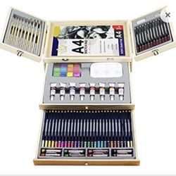 Professional Art Set, Art Supplies in Portable Wooden Case, 83 Pieces Deluxe Art Set for Painting & Drawing, Art Kit for Kids, Teens and Adult/Gift