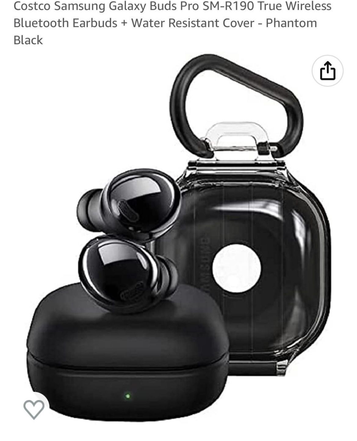 B-8 Samsung Galaxy Buds Pro SM-R190 True Wireless Bluetooth Earbuds + Water Resistant Cover - Phantom Black