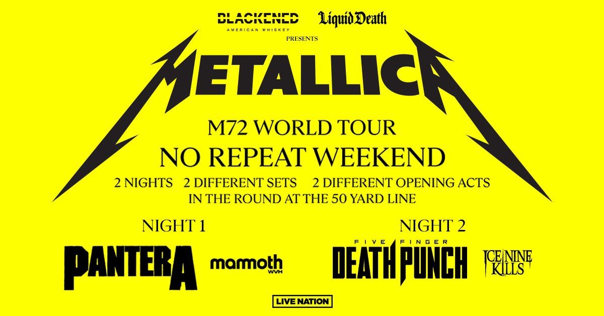2x Metallica Tickets - Friday Night