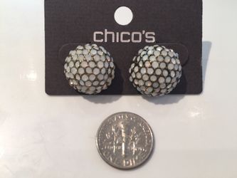 Chico’s Earrings Kellen Stud Pave White Rhinestone Fashion Jewelry NEW