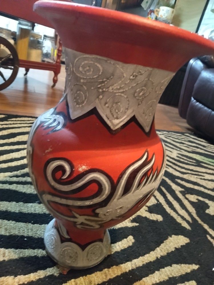 Vase With Painted Dragon On It