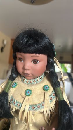 Vintage Danbury Porcelain Doll "Gentle Shepherd" Native American Indian Perillo