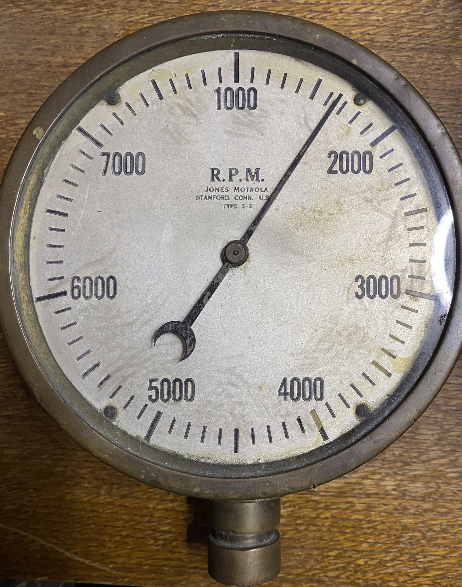 Vintage Brass Jones Motrola Type S-2 Tachometer