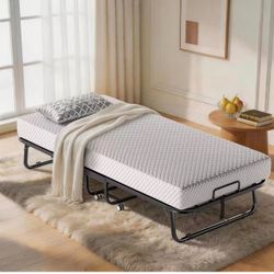 Folding Guest Bed with Mattress on Wheels
