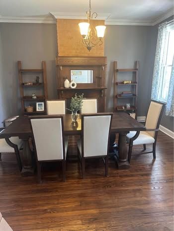 Large, Solid Wooden Dining Room Table W/6 Chairs