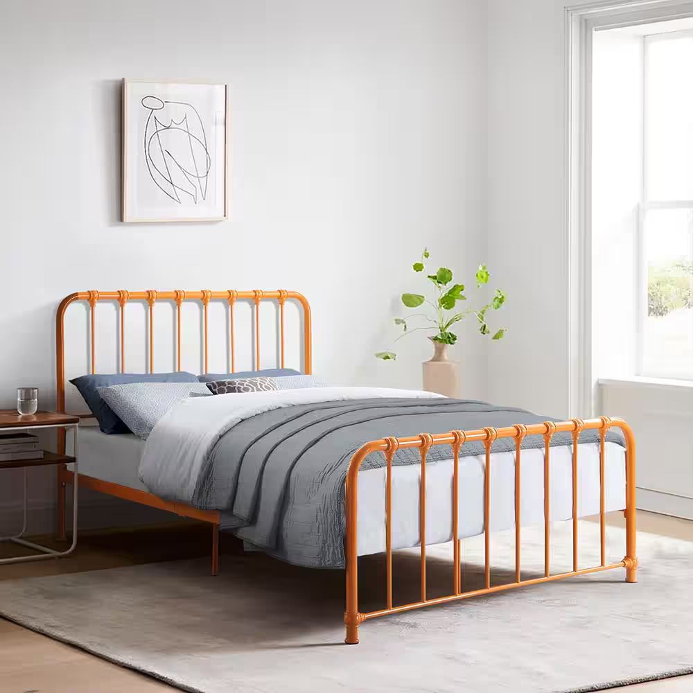 New: Orange Metal Frame Full Platform Bed