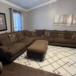 3 Piece Brown Sectional Couches 