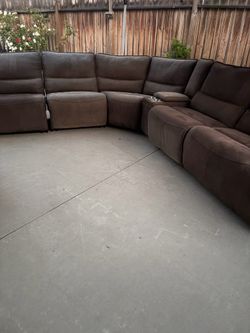 Sectional Recliner Suede Couch