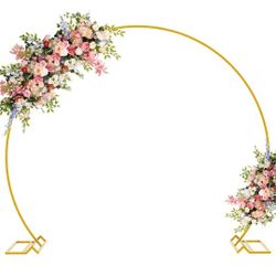 Asee'm 7.2FT Gold Wedding Arch Round Backdrop Stand Large Circle Metal Floral Balloon Frame for Party Anniversary Birthday Graduation Valentine Ceremo
