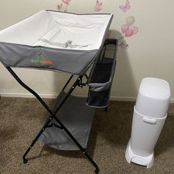 changing table and diaper genie 