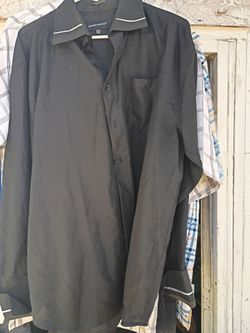 A Nice Men's Black & White Dress Long Sleeve Button Down Top