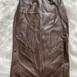 New Brown Faux Leather Pencil Skirt By SHEIN.  XS. $3
