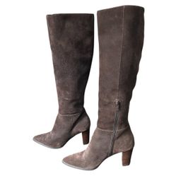 EN THREAD Women's Over Knee High Tall Zip Brown Suede Leather Boots US 7 