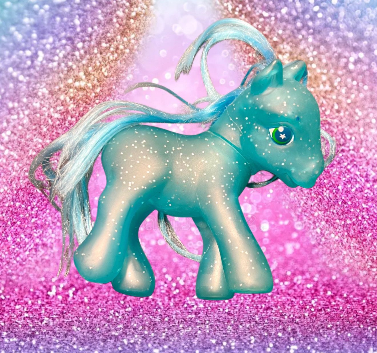 Hasbro 2000s My Little Pony G3 Skywishes Blue Translucent Figurine, 4.5”