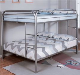 Brand New Silver Metal Full over Full Bunk Bed