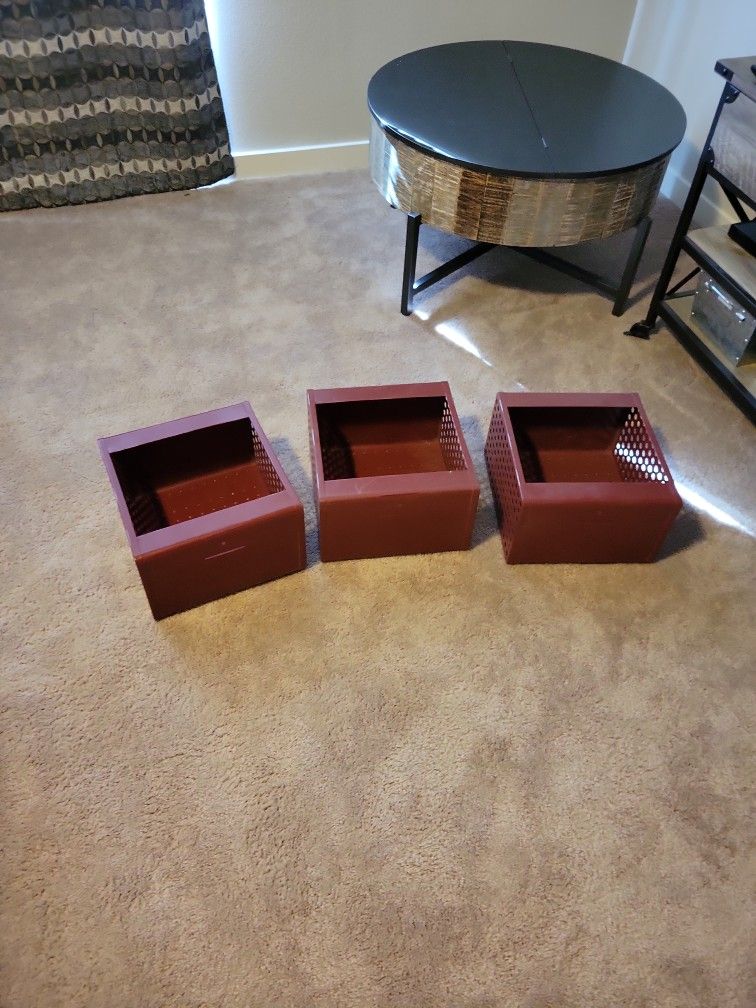 3 Metal Storage Bins/ Shelves