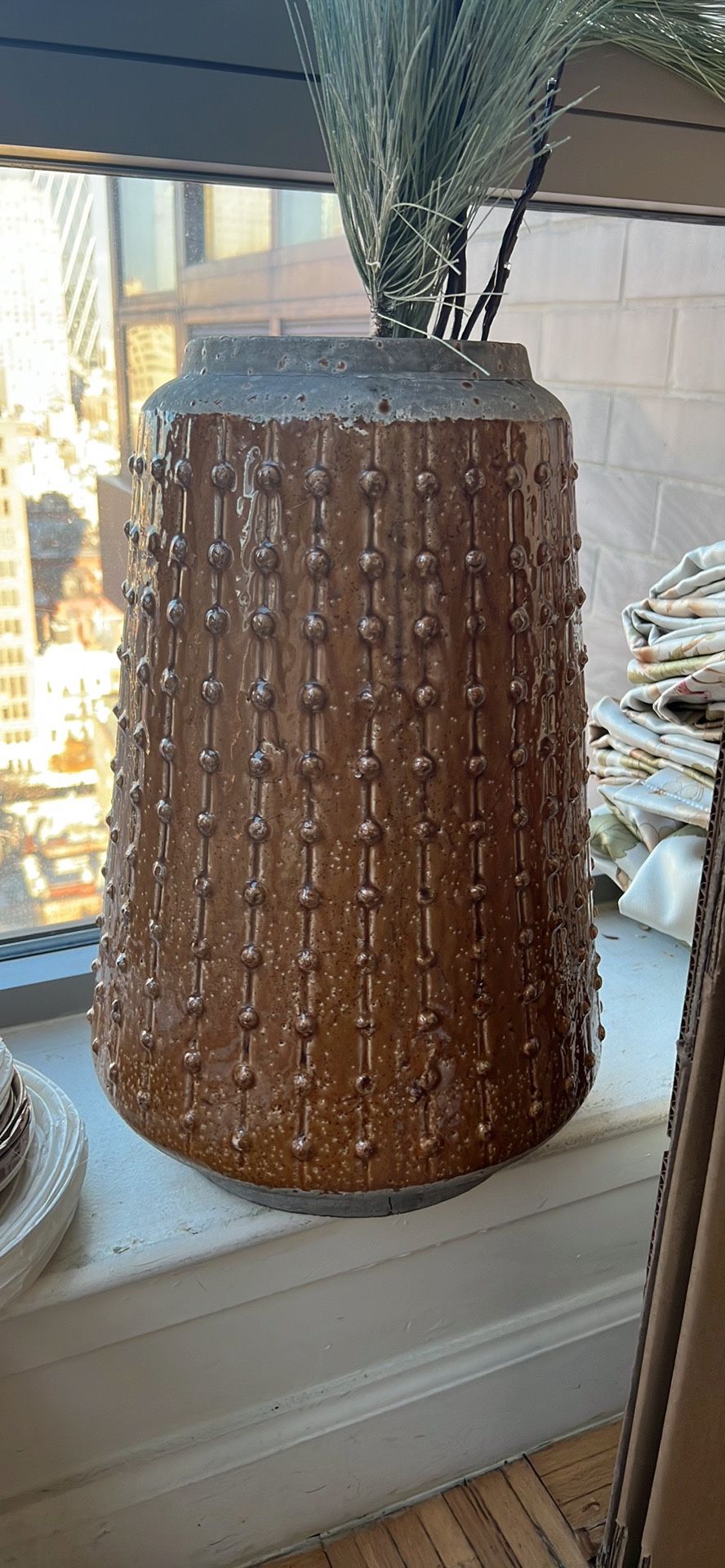 CB2 Textured Terracotta Tall Vase Planter