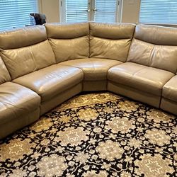 Tan Presley Power Leather Sectional Couch