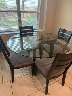 Round Glass Table & Chairs-Seating for 4