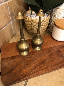 This pair of Vintage Etched Brass Rose Water Sprinklers