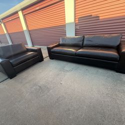 Black Leather Sofa Set