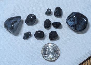 10 Beautiful RARE Polished Blue & Black Agates ( Oregon Coast)