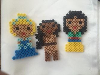 Cinderella, Pocahontas, and mulan perler beads