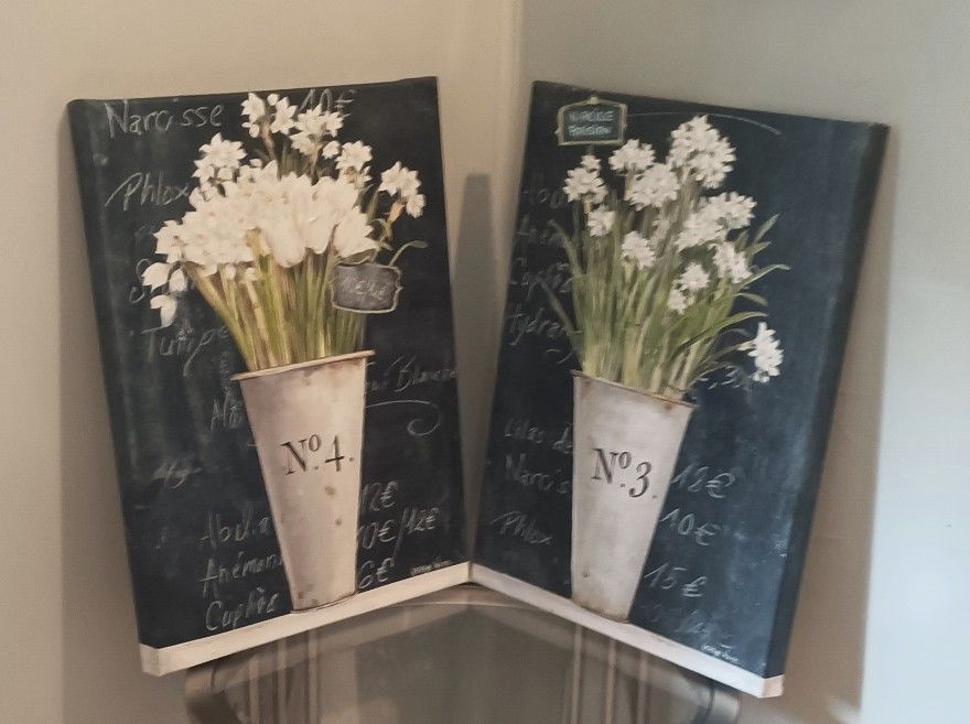 Kathryn White Curated Collection Art "Narcissus No.3, & No.4" Painting Wall Decor Set(2)