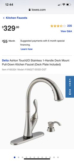 DELTA ASTHON 2.0 STAINLESS ONE HANDLE DECK MOUNT PULL DAWN KITCHEN FAUCETS KIT COMBO BRAND NEW