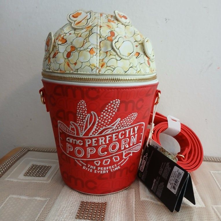 Loungefly X AMC Perfectly Popcorn Bucket Crossbody Bag Purse 