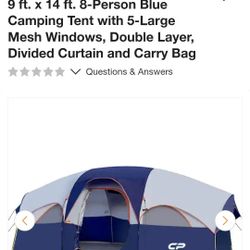 8 Person Blue Camping Tent 