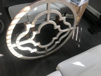 Natural Trellis Round Mirror