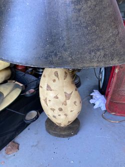 Vintage southwest stone and metal table lamp