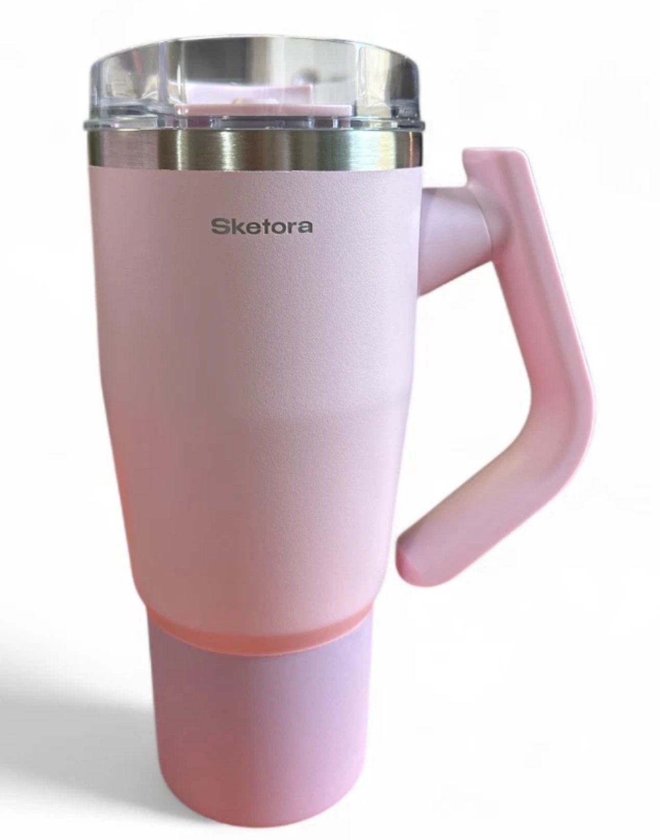 Sketora 32oz Insulated Tumbler with Handle, Straw & Lid – Pink