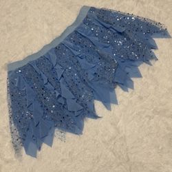 New 1x blue short ruffle mini sequin skirt festival rave boho raver outfit fairy