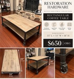 Restoration hardware coffee table ditch industrial