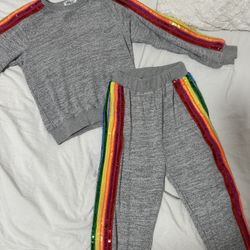 Girl’s Grey Rainbow Tracksuit Set