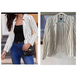 Striped Open Front Blazer