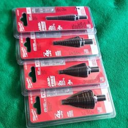 Milwaukee Step Drill Bits #12  #9 #4   #1 New $110 For All 4 Pieces 