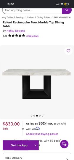 Reford Rectangular Faux Marble Top Dining Table