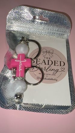 Pink cross keychain