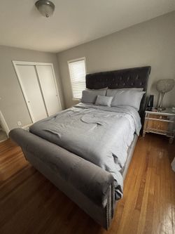 Queen Sleigh Bed with Plush Mattress